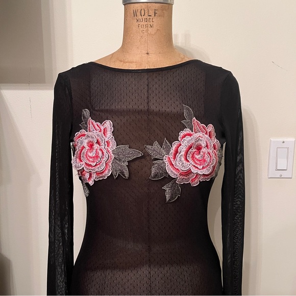 ASOS Sheer Mesh Floral Applique Bodysuit - Picture 2 of 7
